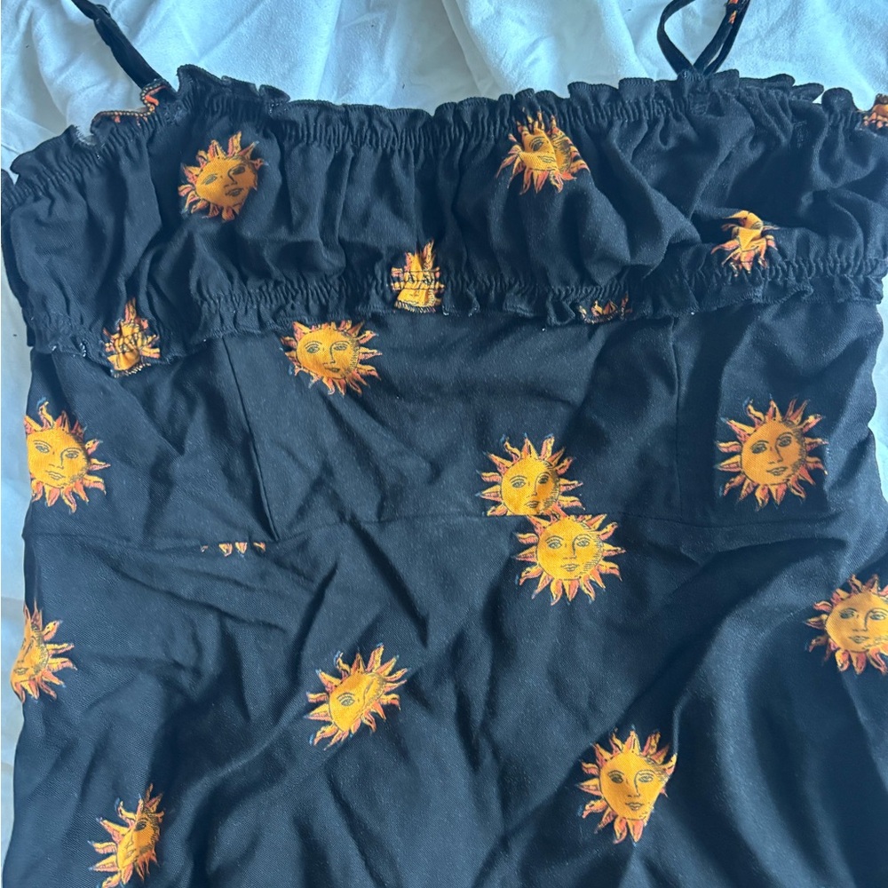 Black Sunflower Print Dress Urban Outfitters - Picture 4 of 7